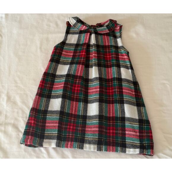 Girls Carter’s 9M Dress Red / Green flannel plaid sleeveless shift, mini collar - Picture 1 of 1